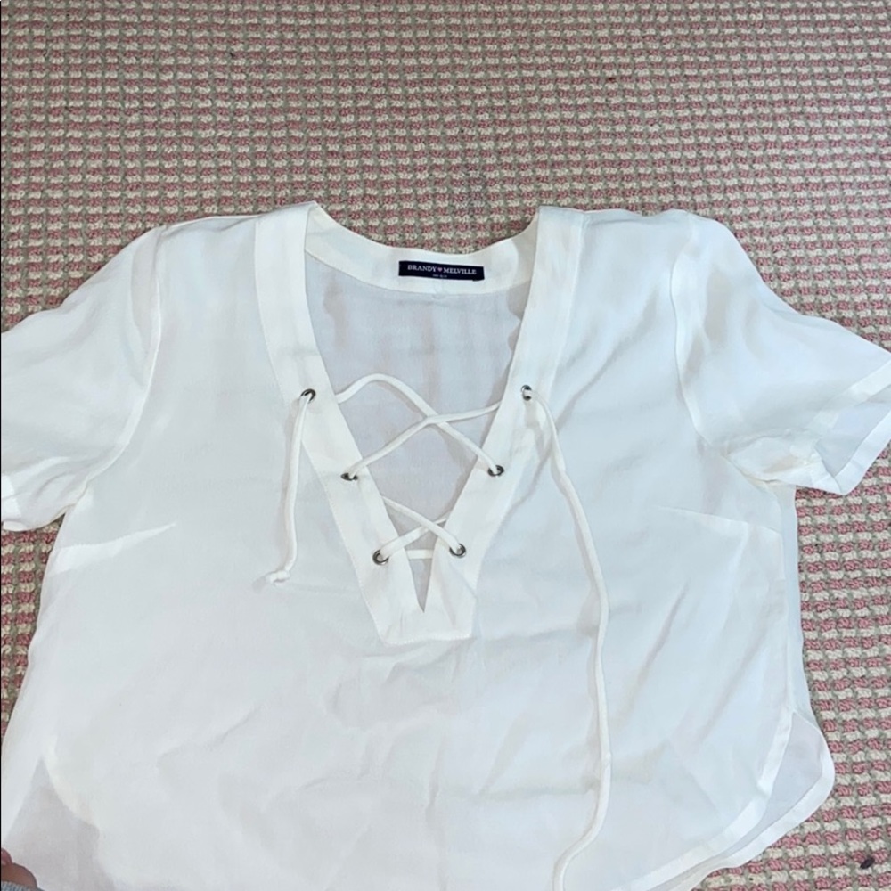 Brandy melville tie up top (off white)